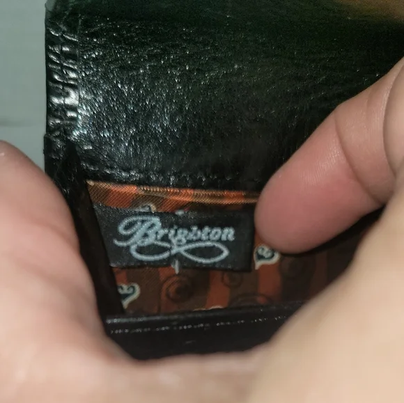 Brighton Black Leather Crocodile Embossed Wallet with Loop Fasteners for Belt - Picture 7 of 8